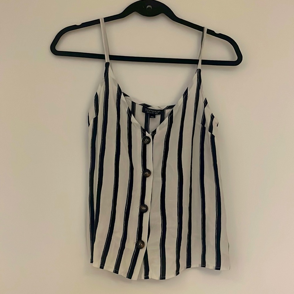 Topshop size 2 black white stripe camisole tank